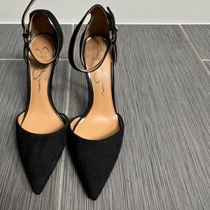 black heels with strap